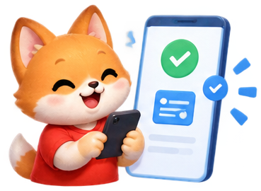 Fox happily confirming a payment